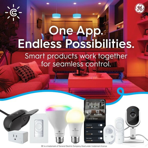 CYNC by GE Starter Kit Full Color 1 Smart Bulb + 1 Motion Sensor - Picture 9 of 14